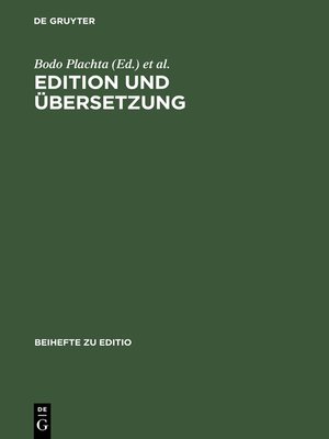 cover image of Edition und Übersetzung